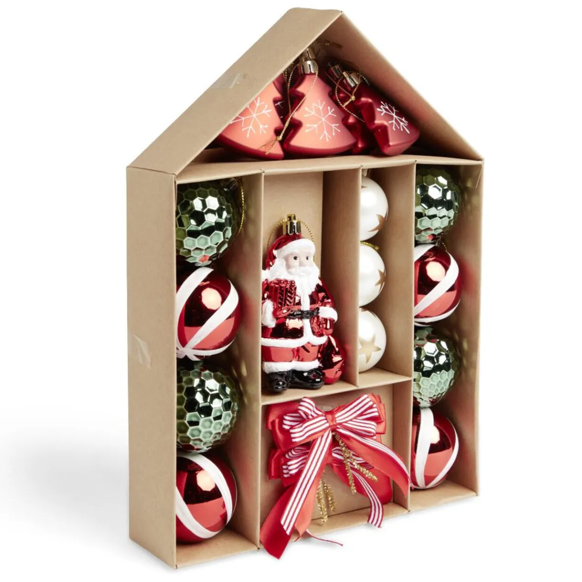 Kit décoration sapin de Noël traditionnel rouge et vert 20 pièces-Gifi Online