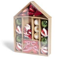 Kit décoration sapin de Noël traditionnel rouge et vert 20 pièces-Gifi Online