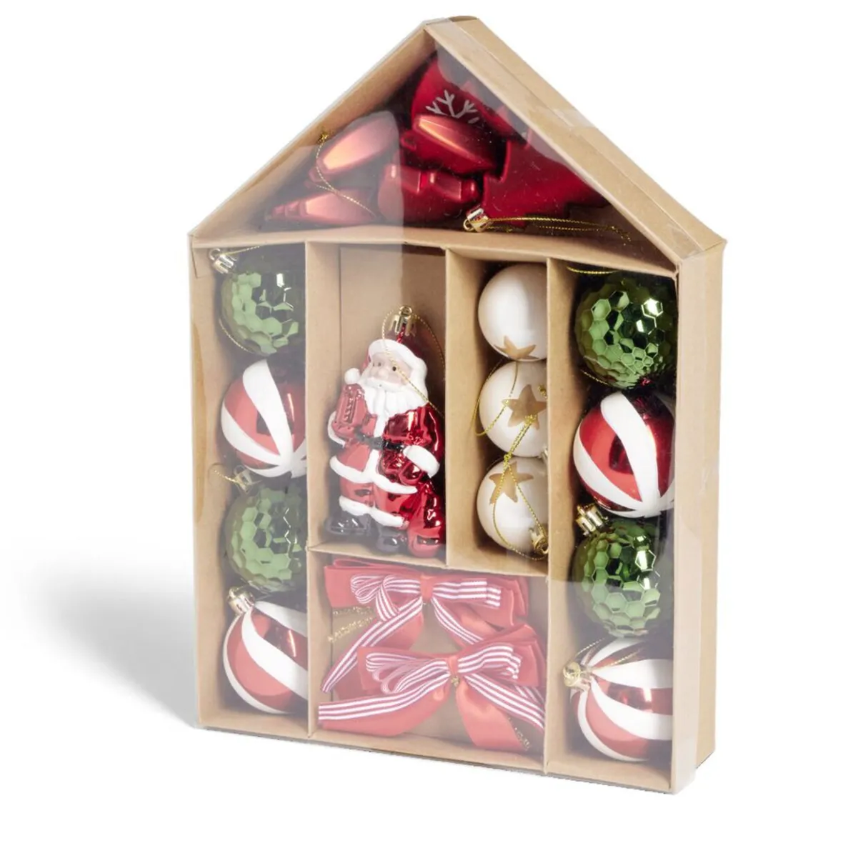 Kit décoration sapin de Noël traditionnel rouge et vert 20 pièces-Gifi Online