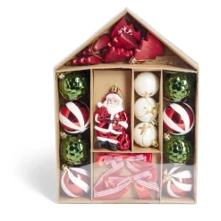 Kit décoration sapin de Noël traditionnel rouge et vert 20 pièces-Gifi Online