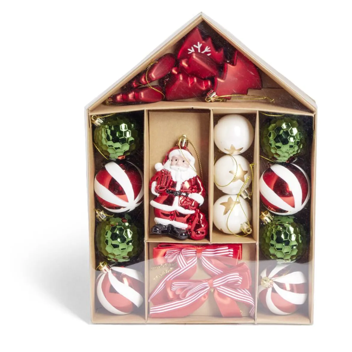Kit décoration sapin de Noël traditionnel rouge et vert 20 pièces-Gifi Online