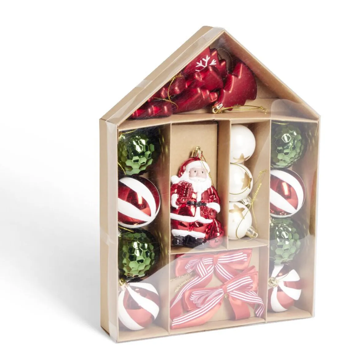 Kit décoration sapin de Noël traditionnel rouge et vert 20 pièces-Gifi Online