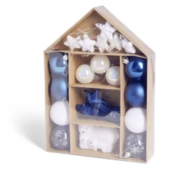 Kit décoration sapin de Noël boréal bleu et blanc 20 pièces-Gifi Outlet
