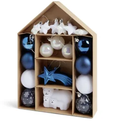 Kit décoration sapin de Noël boréal bleu et blanc 20 pièces-Gifi Outlet