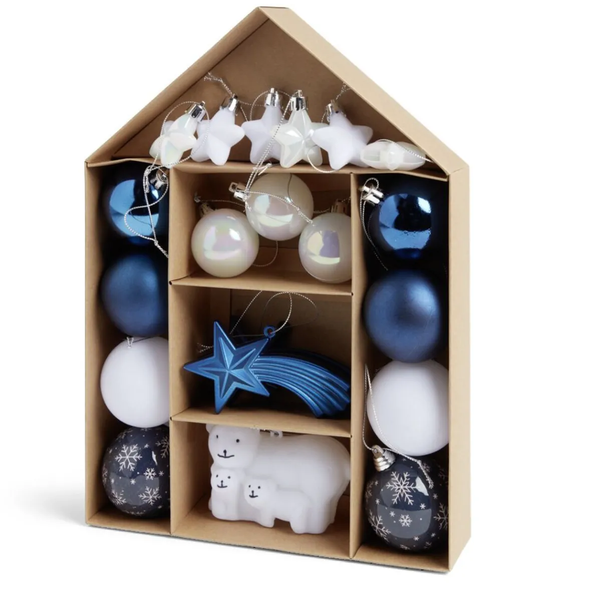 Kit décoration sapin de Noël boréal bleu et blanc 20 pièces-Gifi Outlet
