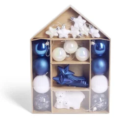 Kit décoration sapin de Noël boréal bleu et blanc 20 pièces-Gifi Outlet