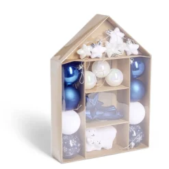 Kit décoration sapin de Noël boréal bleu et blanc 20 pièces-Gifi Outlet
