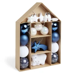 Kit décoration sapin de Noël boréal bleu et blanc 20 pièces-Gifi Outlet