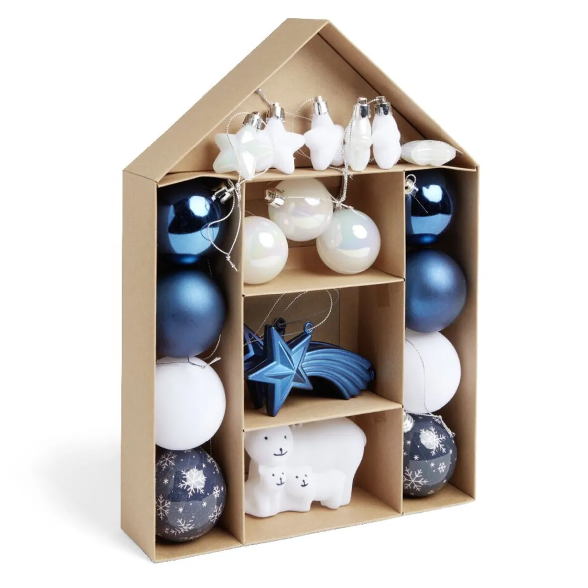 Kit décoration sapin de Noël boréal bleu et blanc 20 pièces-Gifi Outlet