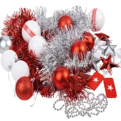 Kit décoration sapin nordique rouge et blanc 60 pièces-Gifi Discount