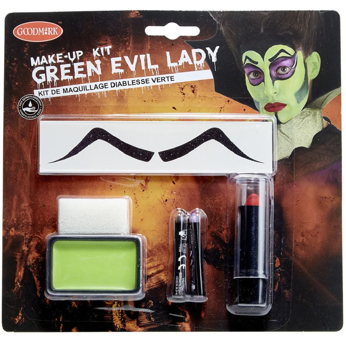 Kit de maquillage gras Halloween diablesse verte-Gifi Sale