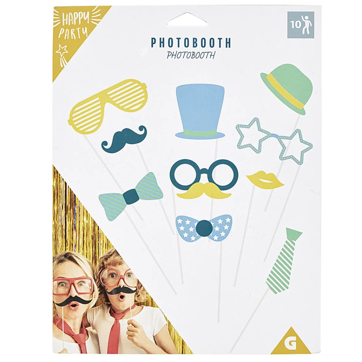 Kit festif photobooth bleu vert jaune 10 pièces-Gifi Clearance