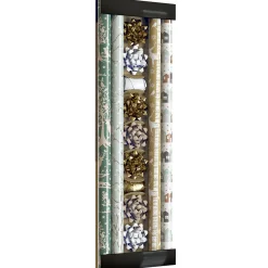 Kit papier cadeau x4 bolduc x2 noeud x7 motif nature blanc doré vert-Gifi Best