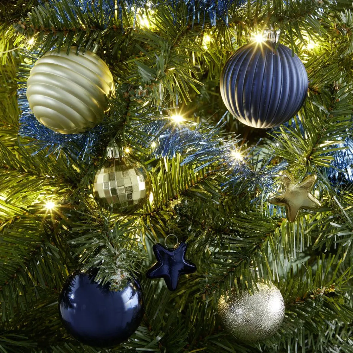 Kit XL décoration de sapin bleu et doré 82 pièces-Gifi Online