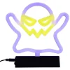 Lampe néon Halloween fantôme jaune et violet 21xH21cm-Gifi Outlet