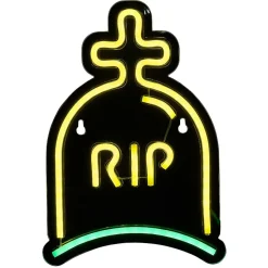 Lampe néon Halloween RIP vert et jaune 26xH18cm-Gifi Discount