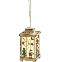Lanterne lumineuse intérieur en bois décor Noël-Gifi Online