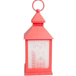 Lanterne rouge lumineuse 1LED blanc chaud H23cm-Gifi Best