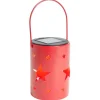 Lanterne solaire métal rouge 1LED blanc chaud Ø8,5xH11,5cm-Gifi