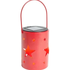 Lanterne solaire métal rouge 1LED blanc chaud Ø8,5xH11,5cm-Gifi