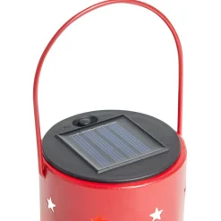 Lanterne solaire métal rouge 1LED blanc chaud Ø8,5xH11,5cm-Gifi