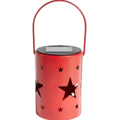 Lanterne solaire métal rouge 1LED blanc chaud Ø8,5xH11,5cm-Gifi