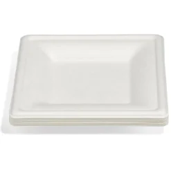 Lot de 12 assiettes à dessert carrées en canne à sucre-Gifi New