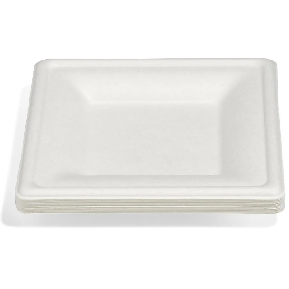 Lot de 12 assiettes à dessert carrées en canne à sucre-Gifi New