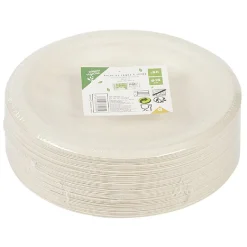 Lot de 50 assiettes à dessert rondes jetables en canne à sucre-Gifi Best