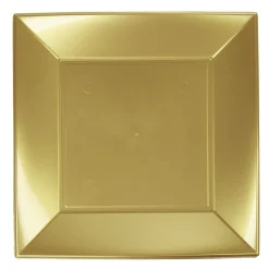 Lot de 6 assiettes carrées dorées en plastique réutilisable-Gifi Clearance