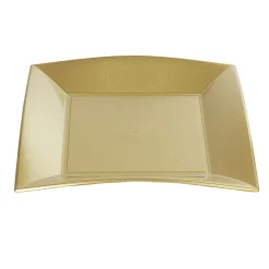Lot de 6 assiettes carrées dorées en plastique réutilisable-Gifi Clearance