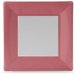 Lot de 10 assiettes carrées en carton blanc contour rouge-Gifi Online