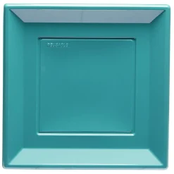 Lot de 6 assiettes carrées en plastique réutilisable vert émeraude-Gifi Outlet