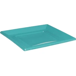 Lot de 6 assiettes carrées en plastique réutilisable vert émeraude-Gifi Outlet