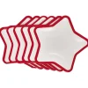 Lot de 10 assiettes carton étoile blanc avec liseré rouge-Gifi Clearance