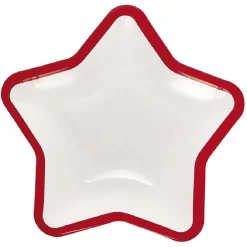 Lot de 10 assiettes carton étoile blanc avec liseré rouge-Gifi Clearance