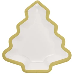 Lot de 10 assiettes carton Sapin blanc avec liseré doré-Gifi