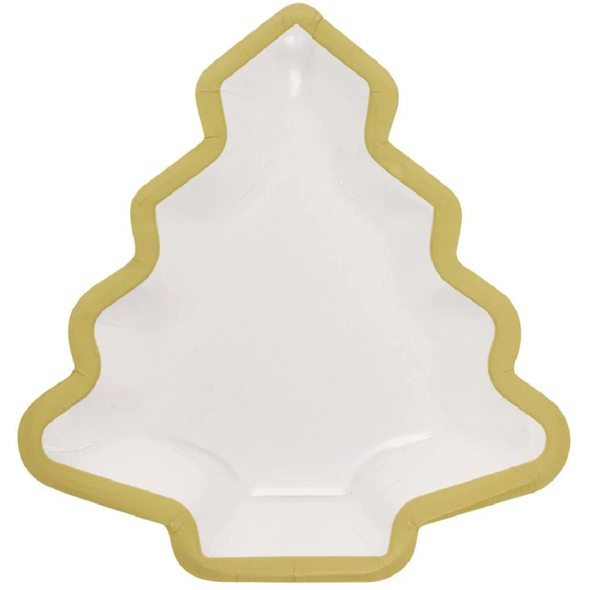 Lot de 10 assiettes carton Sapin blanc avec liseré doré-Gifi