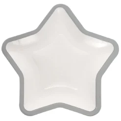 Lot de 10 assiettes carton étoile blanc avec liseré argenté-Gifi Best