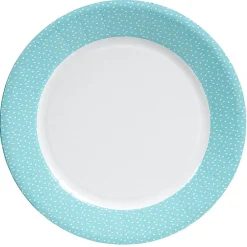 Lot de 10 assiettes en carton bleu motif confetti blanc-Gifi Online