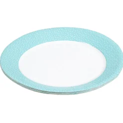 Lot de 10 assiettes en carton bleu motif confetti blanc-Gifi Online