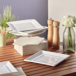 Lot de 20 assiettes en carton carré blanc-Gifi Discount