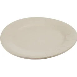 Lot de 10 assiettes en carton uni lin Ø18 cm-Gifi Discount