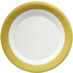 Lot de 10 assiettes en carton Ø23 cm doré-Gifi