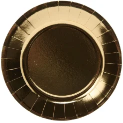 Lot de 10 assiettes en carton Ø18 cm blanc doré-Gifi Best