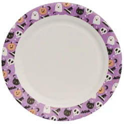 Lot de 10 assiettes en carton motif fantôme Halloween-Gifi Sale