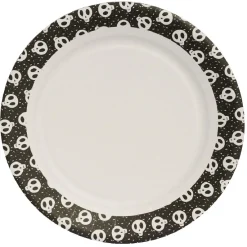 Lot de 10 assiettes en carton motif tête de squelette Halloween-Gifi New