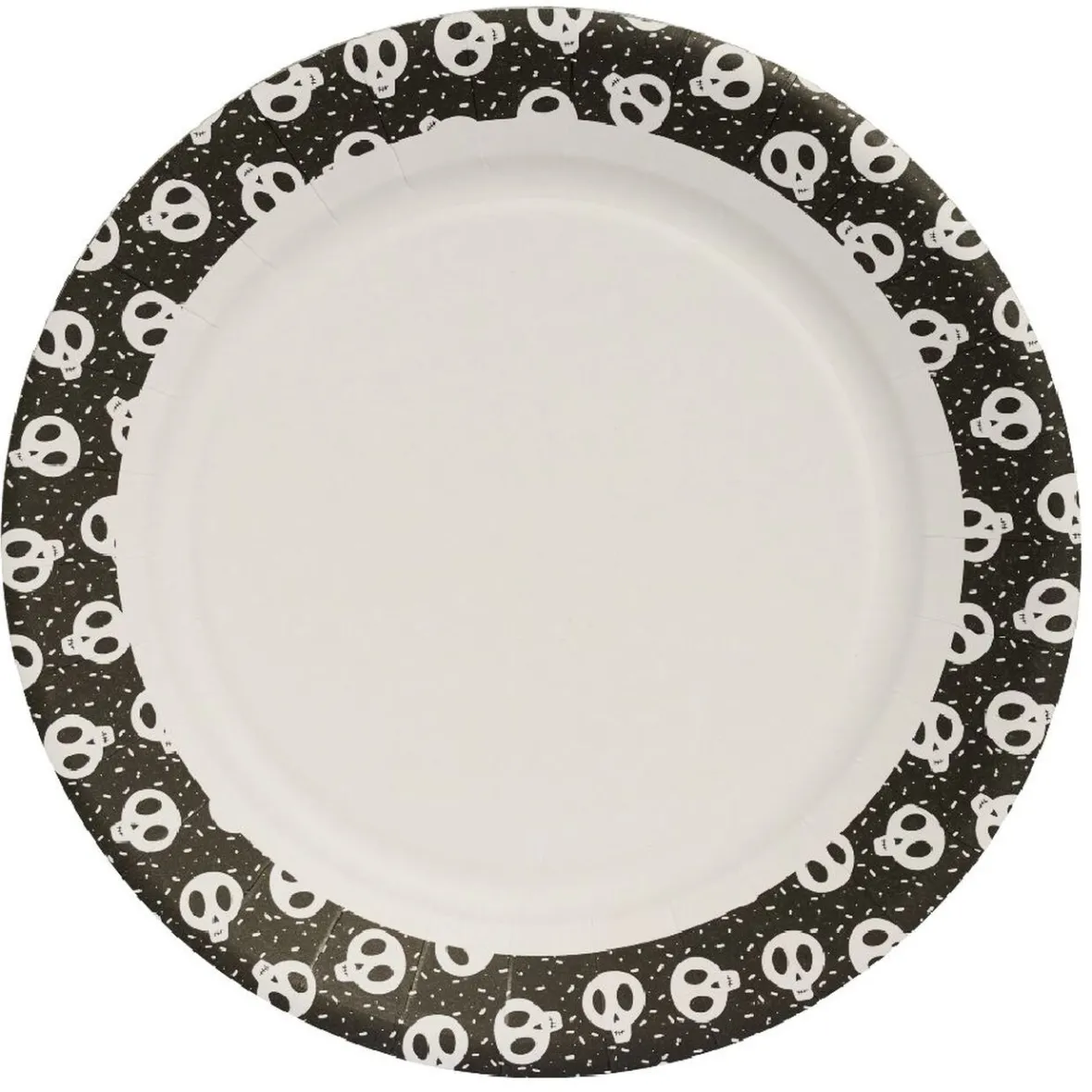 Lot de 10 assiettes en carton motif tête de squelette Halloween-Gifi New