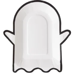 Lot de 10 assiettes en carton Halloween forme fantôme blanc-Gifi