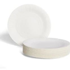 Lot de 100 assiettes en carton blanc Ø23 cm-Gifi Outlet